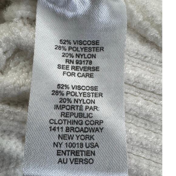 Truth Cableknit Mock Turtleneck Sweater Sz M White Ribbed Sleeves Cozy Cabincore - Picture 4 of 5